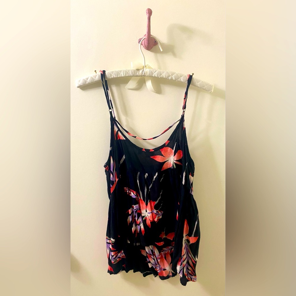 Roxy Black and Pink Floral Top
